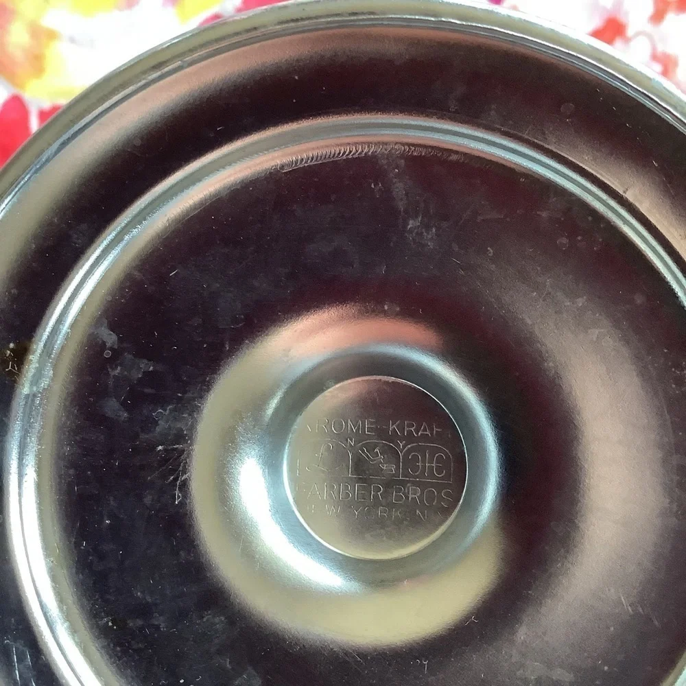 Vintage Krome Kraft Farber Bros Silver Compote Pedestal Dish